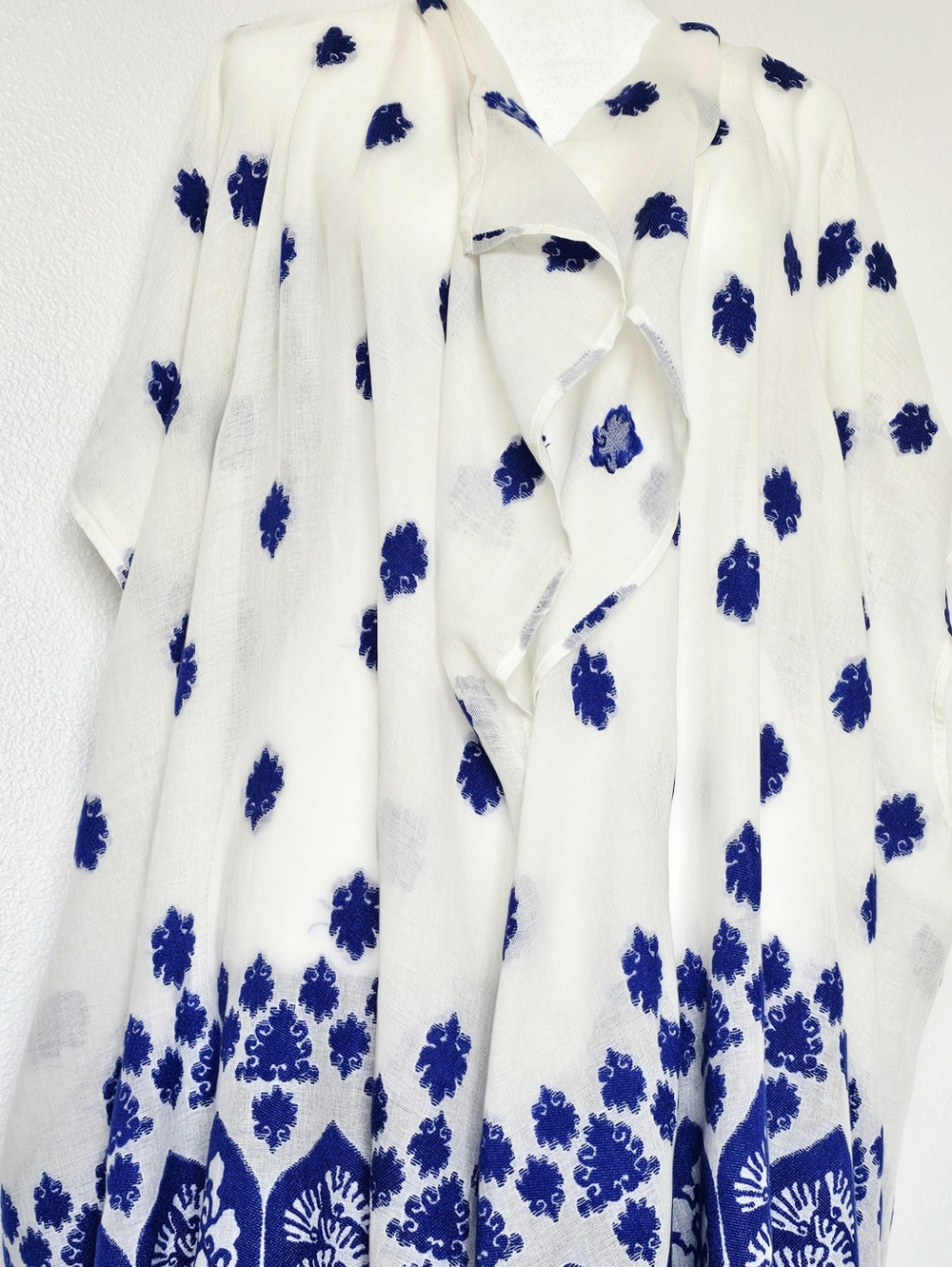 J Crew Blue & White Boho Beach Kimono Cover-Up - Picture 9 of 9